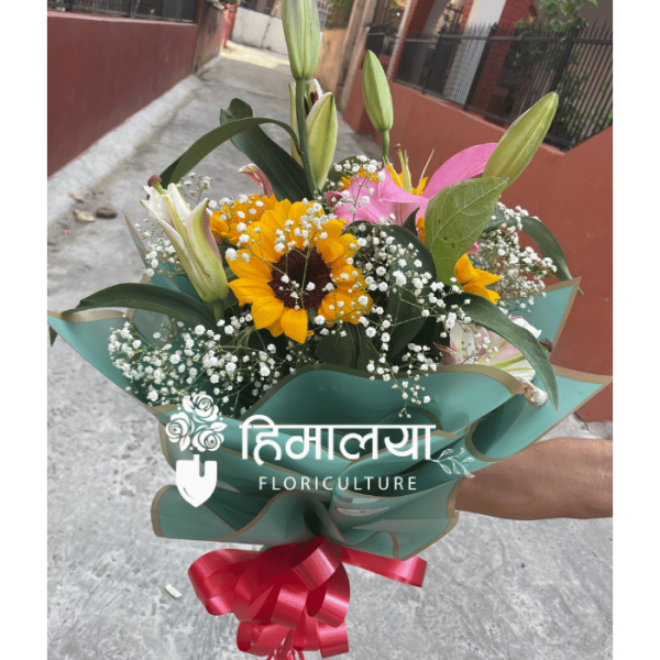 Sunflower, & Lily Bouquet